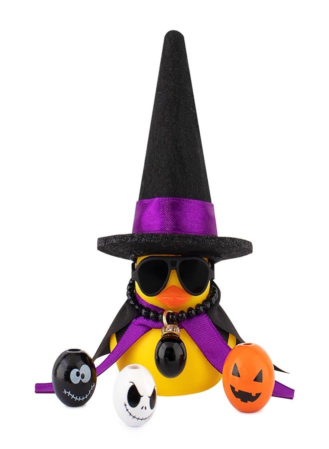 wonuu Halloween Rubber Duck Witch Duck Car Decorations Halloween Accessories Witch Hat Pumpkin Skull and Cloak, Halloween Cloak - Image 1